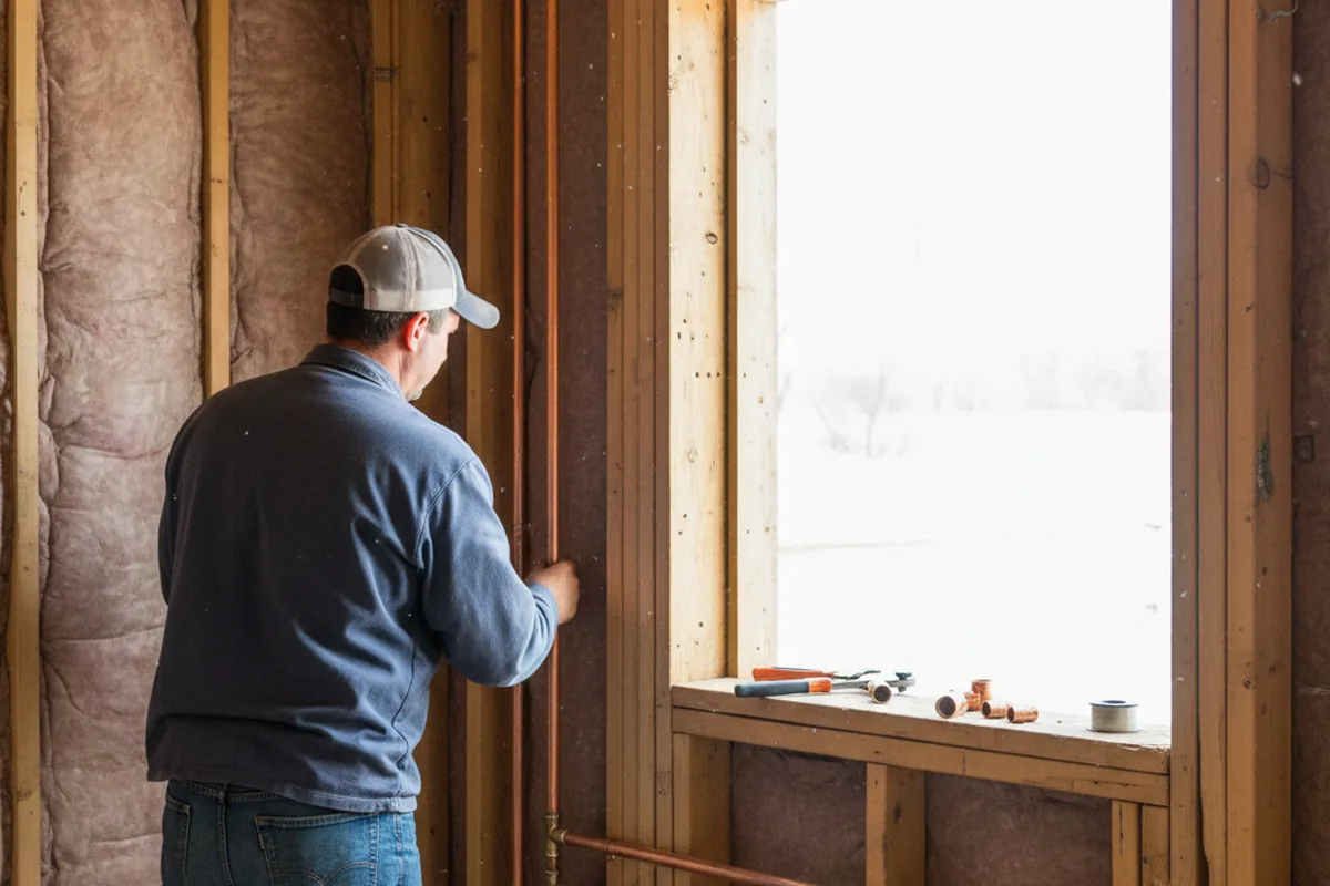 Licensed plumber running new copper supply lines in a Westfield Center home